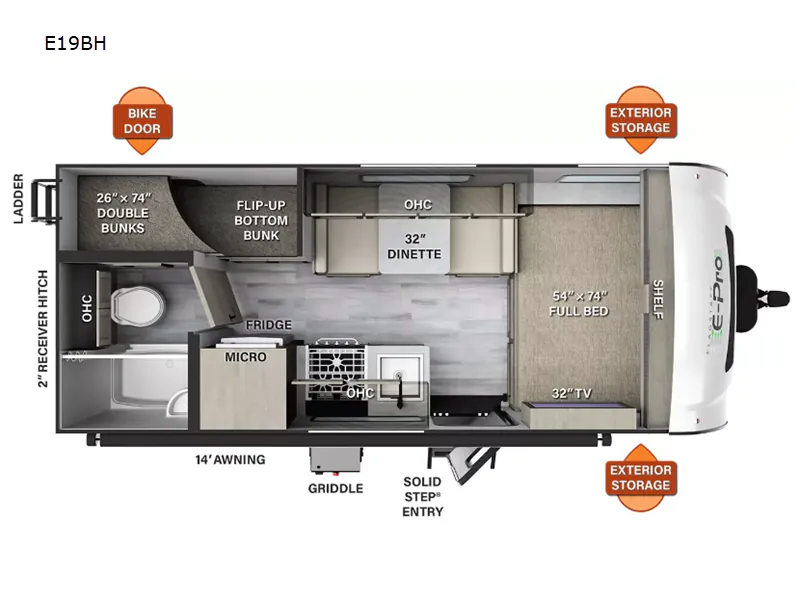 2023 Forest River RV Flagstaff E-Pro 19BH - Floor plan