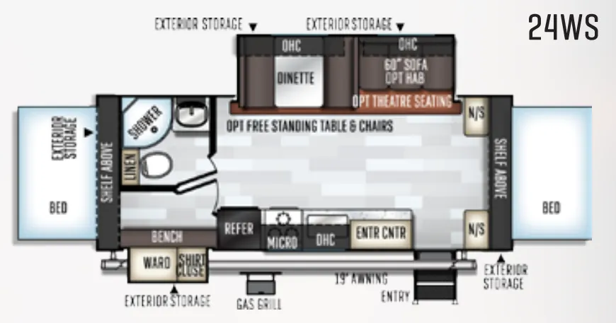Forest River Rockwood Roo 24WS floor plan