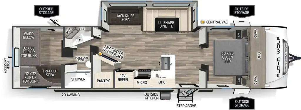 2026 Forest River Cherokee Alpha Wolf 29TB floor plan