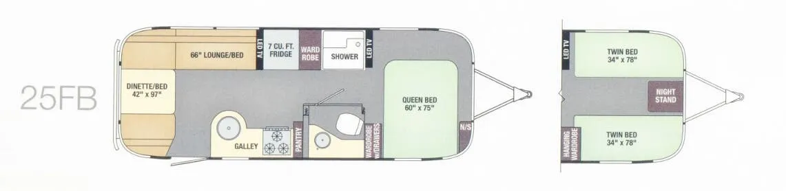 Airstream Flying Cloud 25FB floor plan