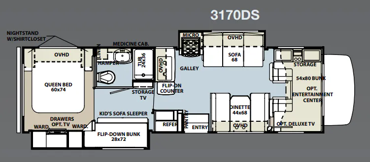 Forest River Sunseeker 3170DS floor plan