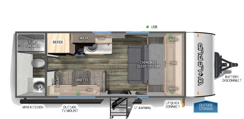 2023 Forest River Cherokee Wolf Pup 16FQ - Floor plan