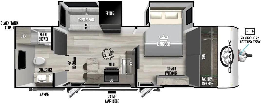 2023 Forest River Ozark 2630RBK - Floor plan