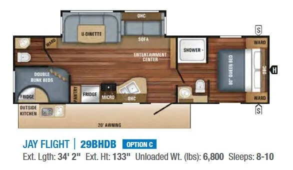 2018 Jayco Jay Flight 29BHDB - Floor plan