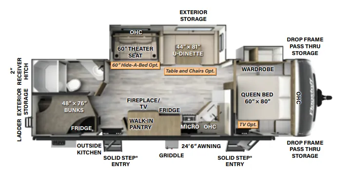 Forest River Flagstaff Super Lite 27BHWS floor plan
