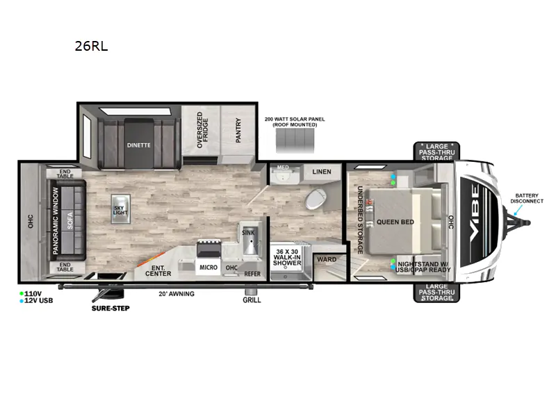 2024 Forest River Vibe West 26RL - Floor plan