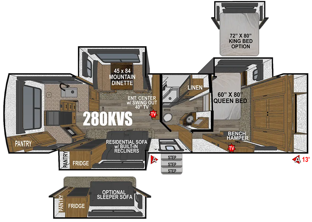2026 Outdoors RV Mountain Series Black Stone 280KVS - Floor plan