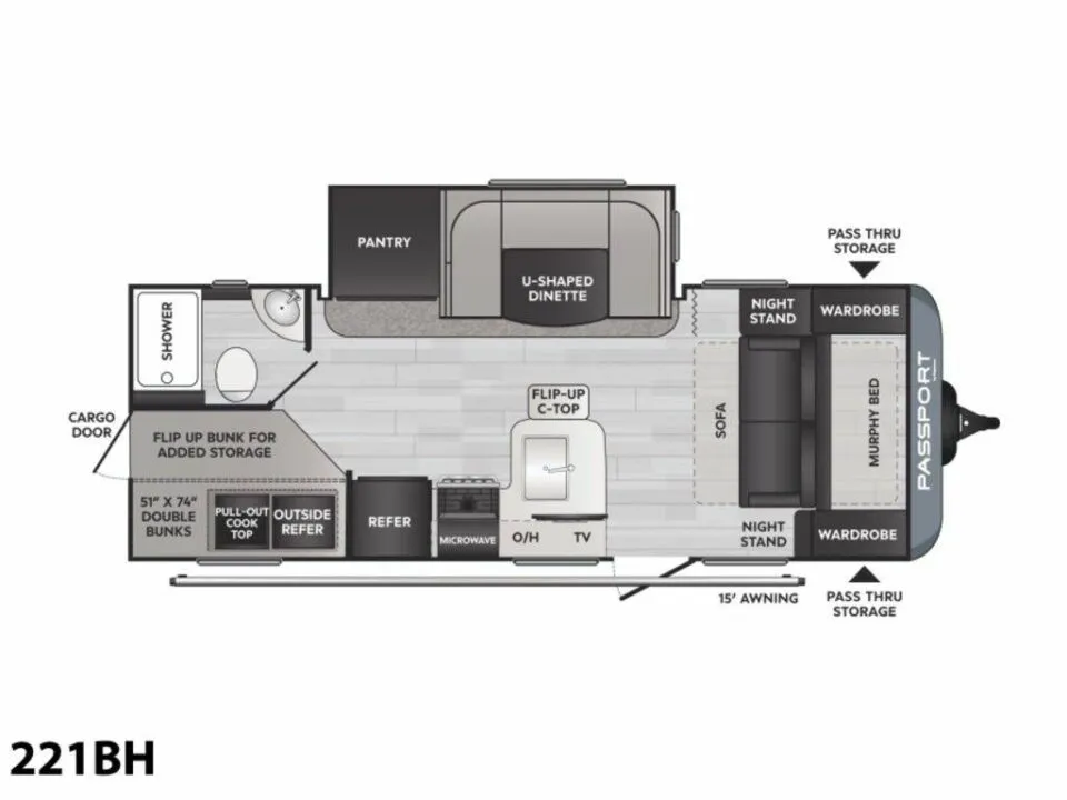 2024 Keystone Passport Super Lite 221BH - Floor plan