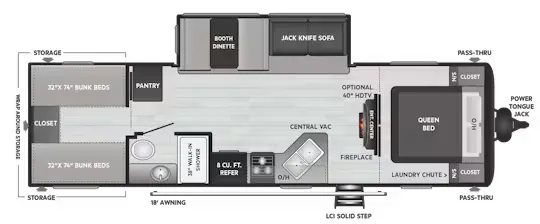 Keystone Hideout 290LHS floor plan
