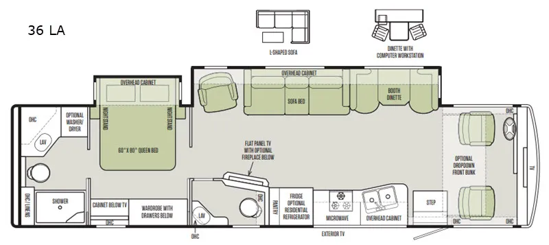 2019 Tiffin Open Road Allegro 36 LA floor plan