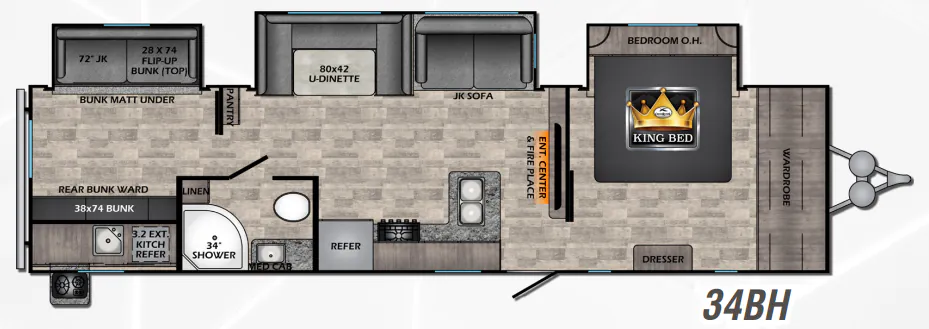 CrossRoads Volante 34BH floor plan