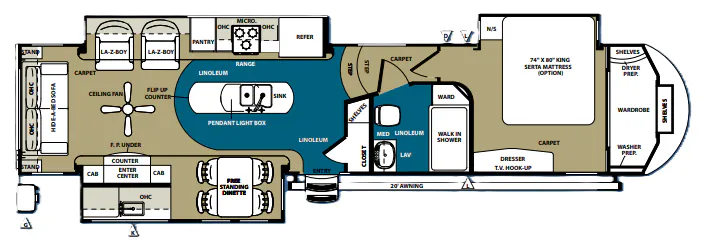 Forest River Sandpiper 35ROK floor plan