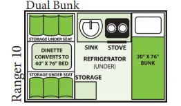 Aliner Ranger 10 Dual Bunk floor plan