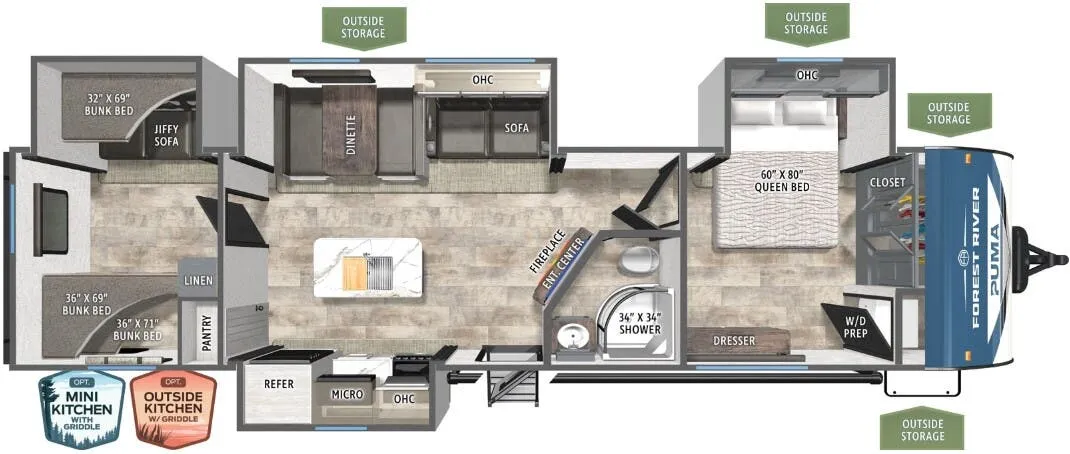 2026 Forest River Puma 32BHFS - Floor plan