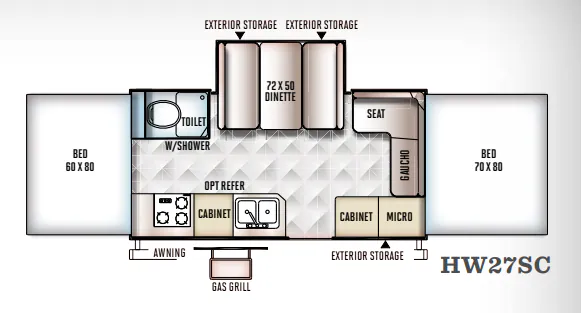 Forest River Flagstaff High Wall HW27SC floor plan