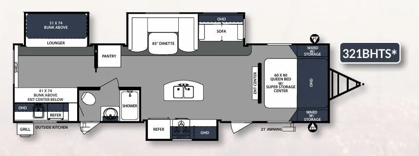 Forest River Surveyor 321BHTS floor plan