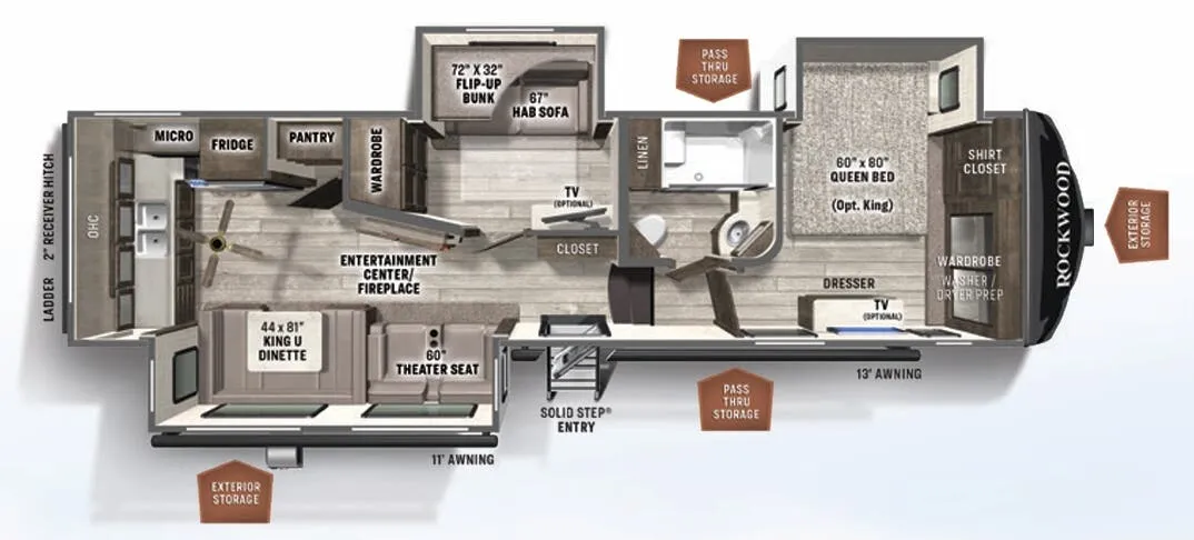 Forest River Rockwood Ultra Lite 2887MB floor plan