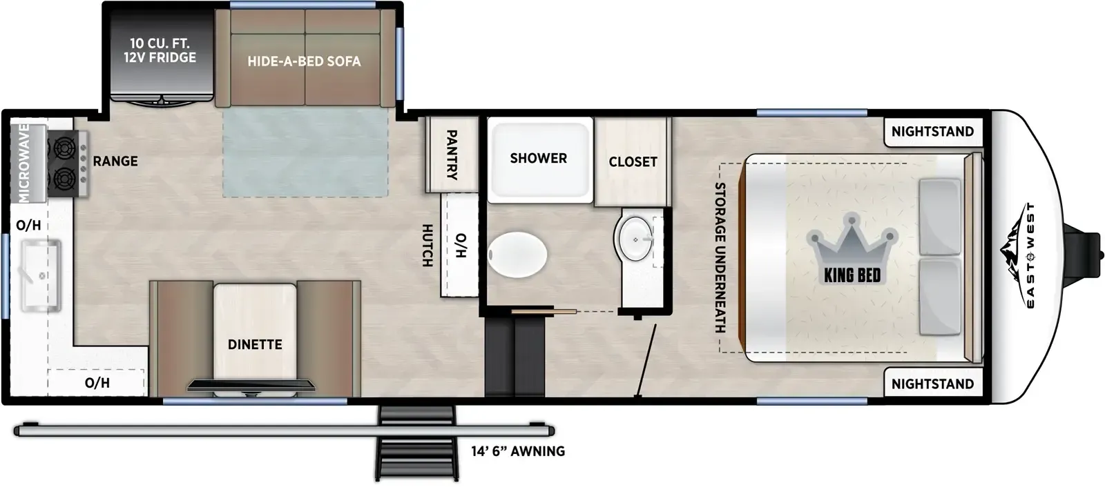 2026 East to West Blackthorn 229RK - Floor plan