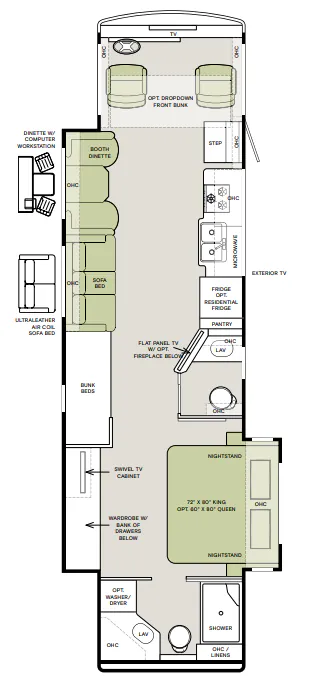 Tiffin Open Road Allegro 36 UA floor plan
