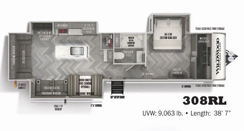 Forest River Wildwood Heritage Glen 308RL floor plan