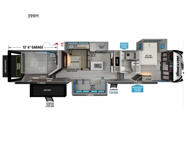 2026 Grand Design Momentum M Class 399M floor plan