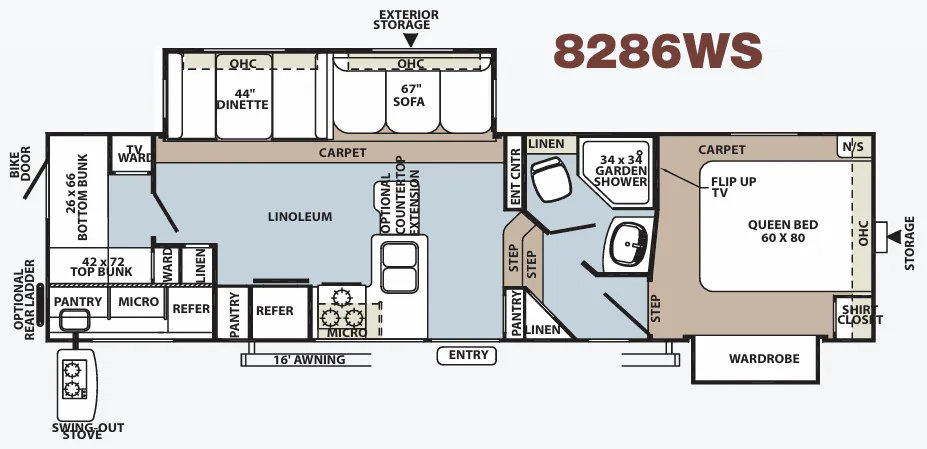 Forest River Rockwood Signature Ultra Lite 8286WS floor plan