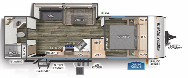 2024 Forest River Cherokee Grey Wolf 26LK - Floor plan