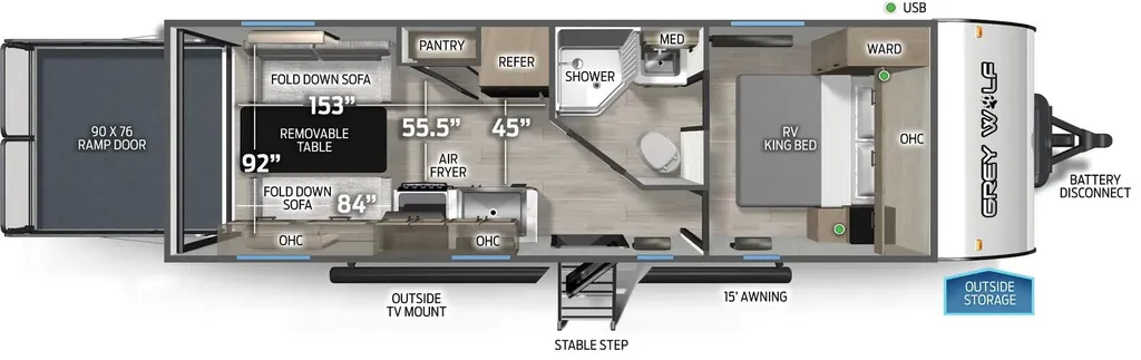 2026 Forest River Cherokee Grey Wolf Black Label 22RRBL floor plan