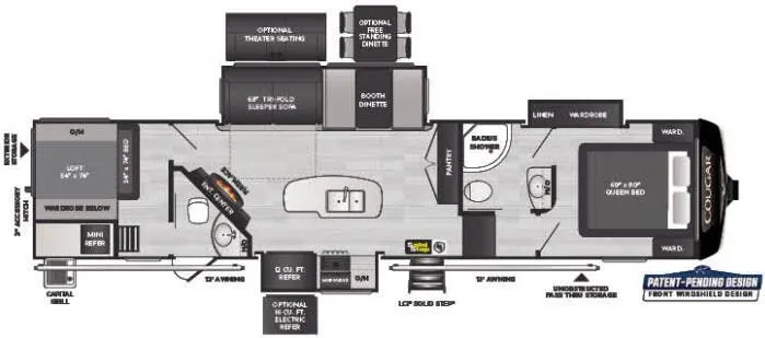Keystone Cougar 364BHL floor plan