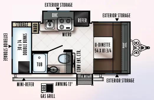 Forest River Rockwood Geo Pro G16BH floor plan