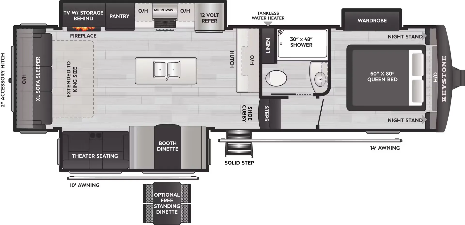 Keystone Arcadia Super Lite 292SLRL floor plan