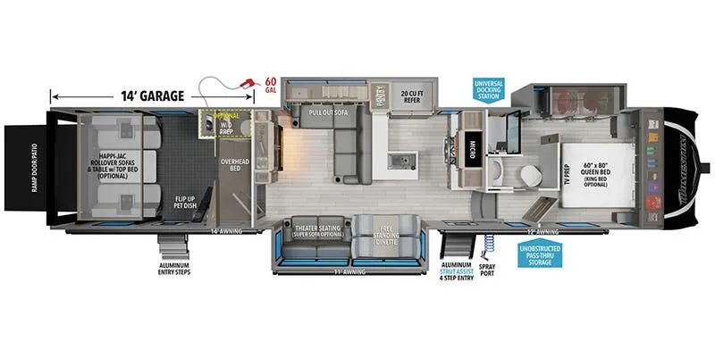 2025 Grand Design Momentum M-Class 395MS - Floor plan