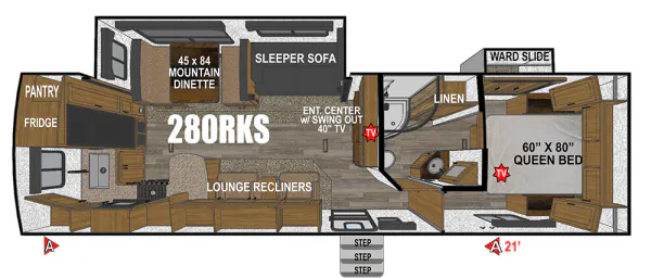 Outdoors RV Blackstone Mountain Series 280RKS floor plan