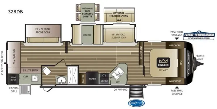2019 Keystone Cougar Half-Ton Series 32RDB - Floor plan
