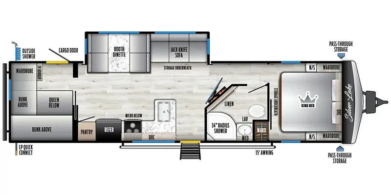 East to West Silver Lake 3250QB floor plan