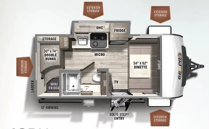 Forest River Rockwood Geo Pro 16BH floor plan
