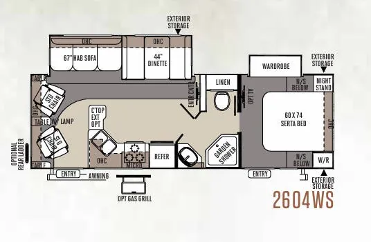 Forest River Rockwood Ultra Lite 2604WS floor plan