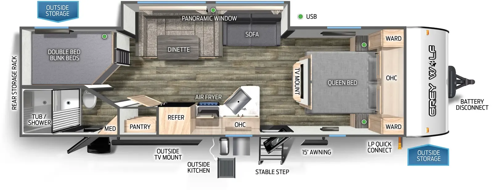 2025 Forest River Cherokee Grey Wolf 26DBH - Floor plan