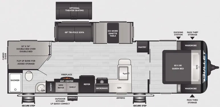 2025 Keystone Bullet Crossfire 290BHS floor plan