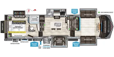 2020 Grand Design MOMENTUM Toy Hauler - Floor plan