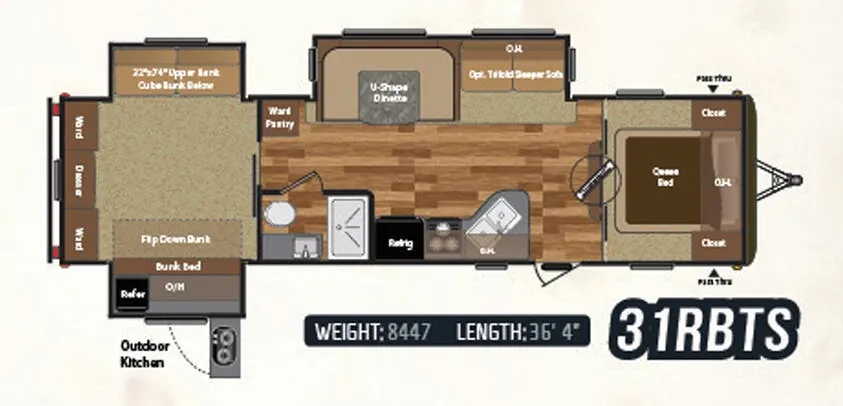 Keystone Hideout 31RBTS floor plan