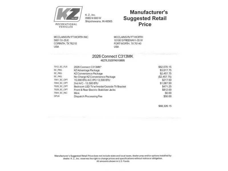 2026 KZ Connect 313MK - Photo 3
