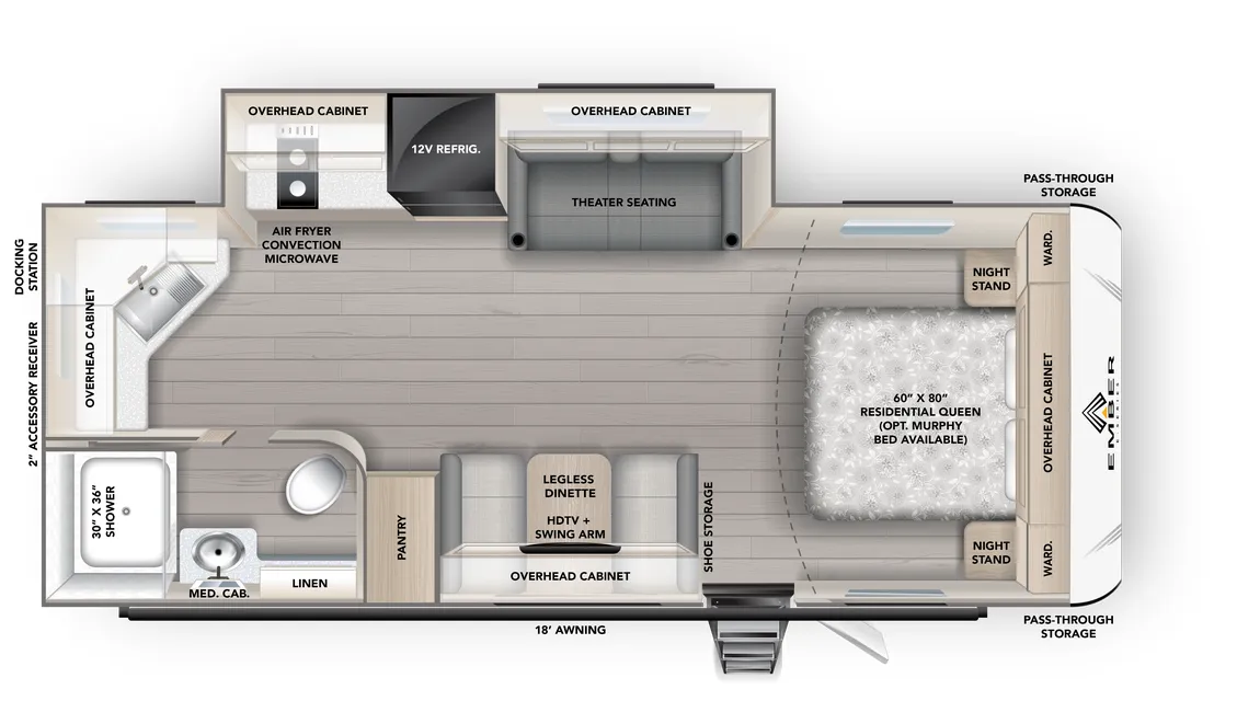 2026 Ember RV E-Series 22MLQ - Floor plan