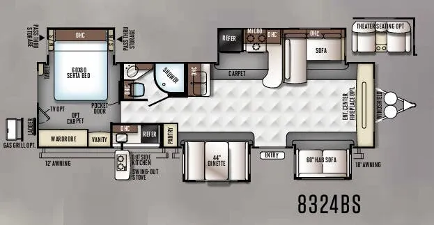 Forest River Rockwood Signature Ultra Lite 8324BS floor plan
