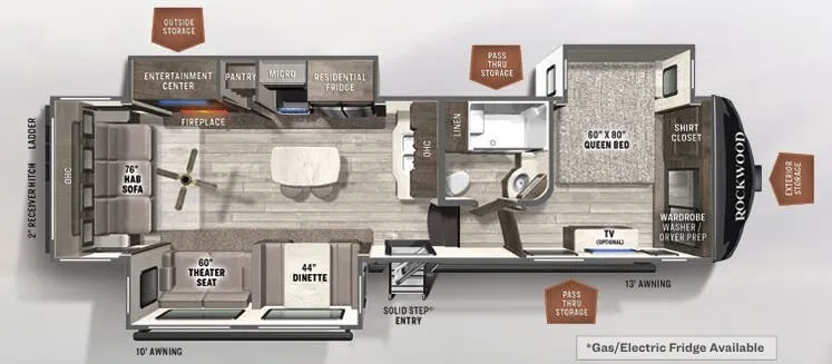 Forest River Rockwood Ultra Lite 2893BS floor plan