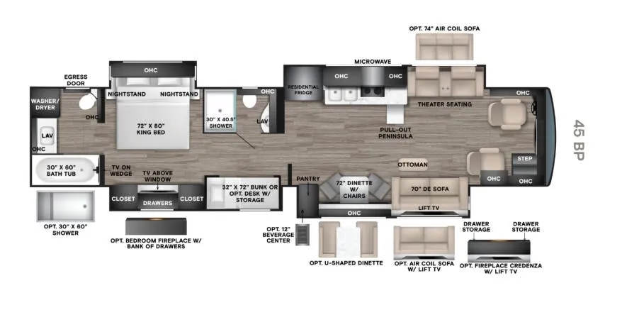 2027 Tiffin Allegro Bus 45 BP floor plan