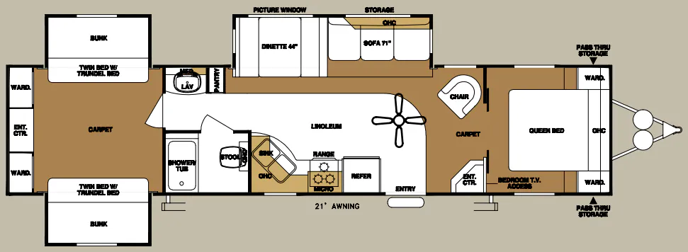 Forest River Sandpiper 351BHT floor plan