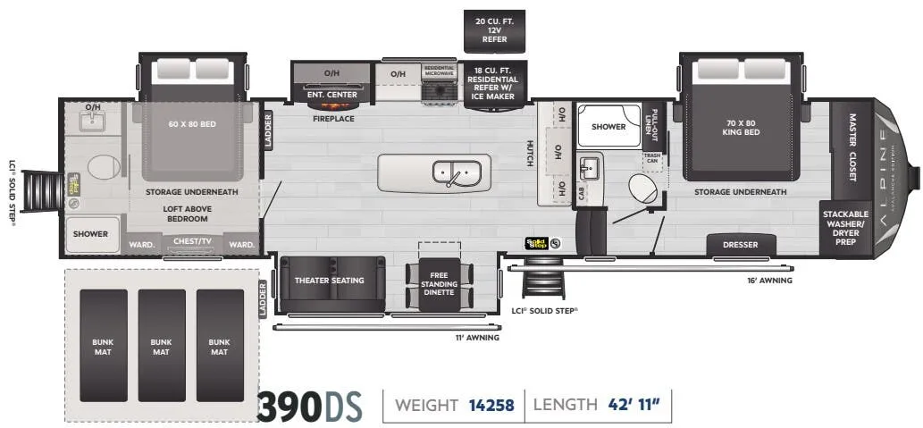 Keystone Alpine Avalanche Edition 390DS floor plan