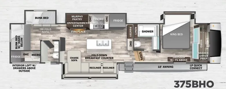 Forest River Cedar Creek 375BHO floor plan