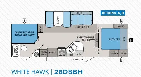 Jayco White Hawk 28DSBH floor plan